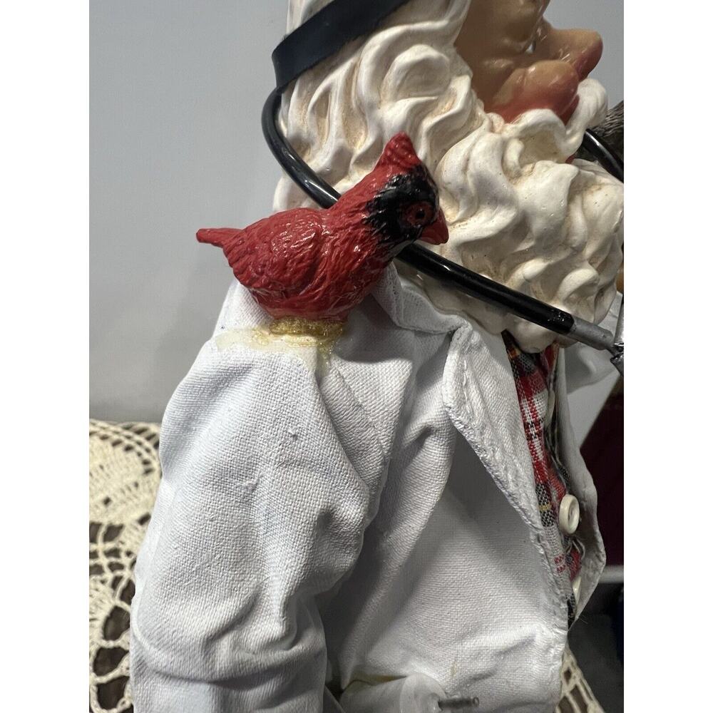Veterinarian Santa Figurine Kurt S Adler 10" Puppy Kitten Cardinal SEE PHOTOS - Picture 12 of 12